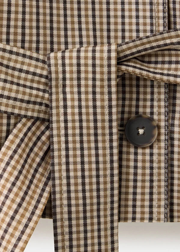 Jasmin Plaid Funnel Collar Trench Coat