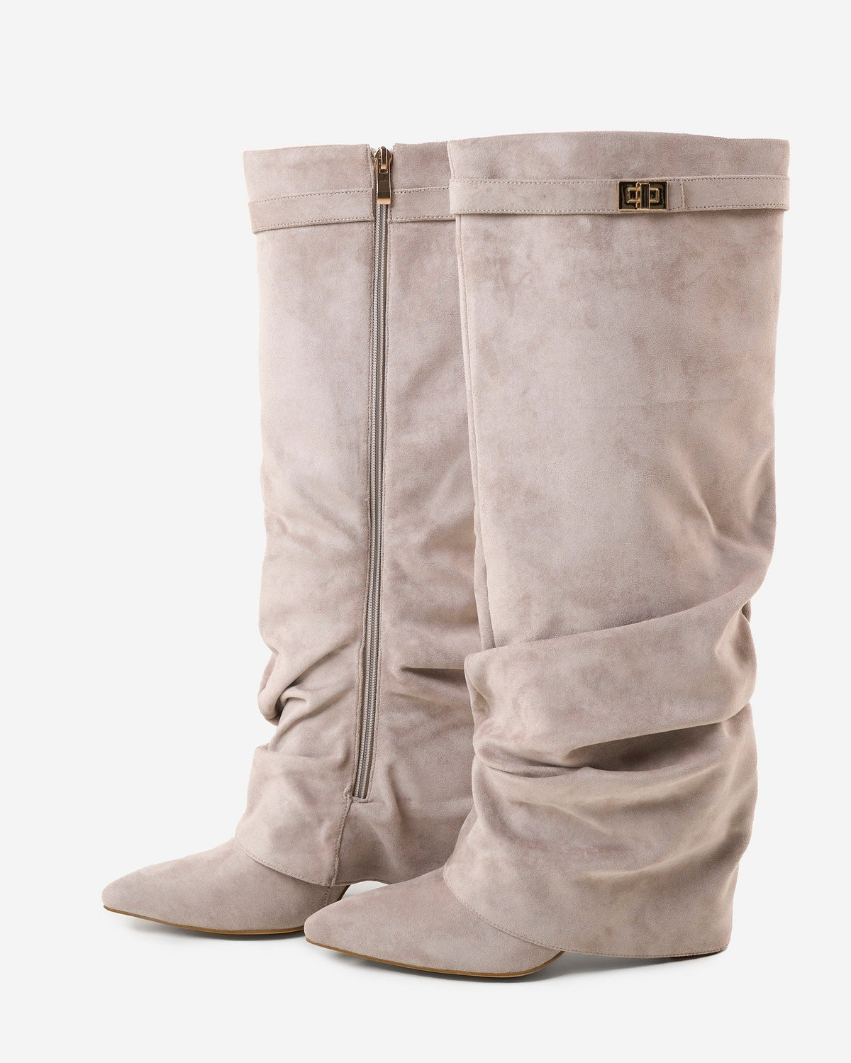 Mirelle Slouchy Suede knee high boots - Taupe
