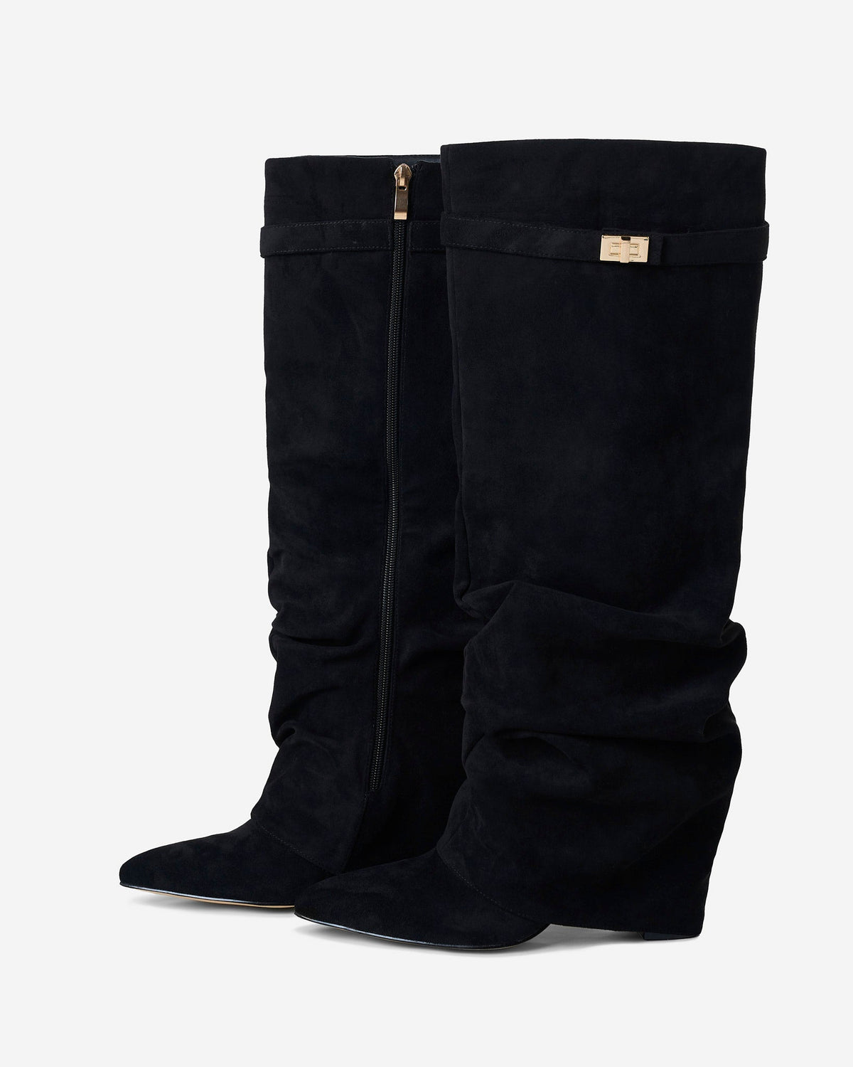 Mirelle Slouchy Suede knee high boots - Black