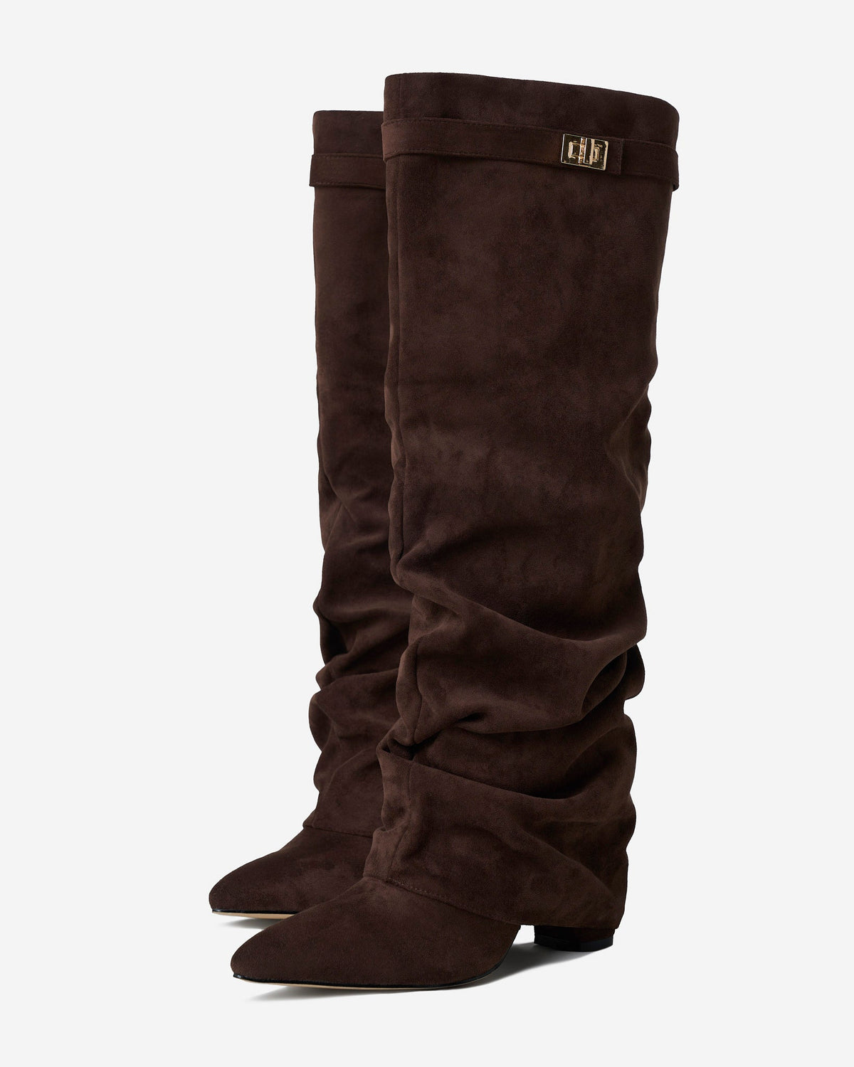 Mirelle Slouchy Suede knee high boots - Dark Brown