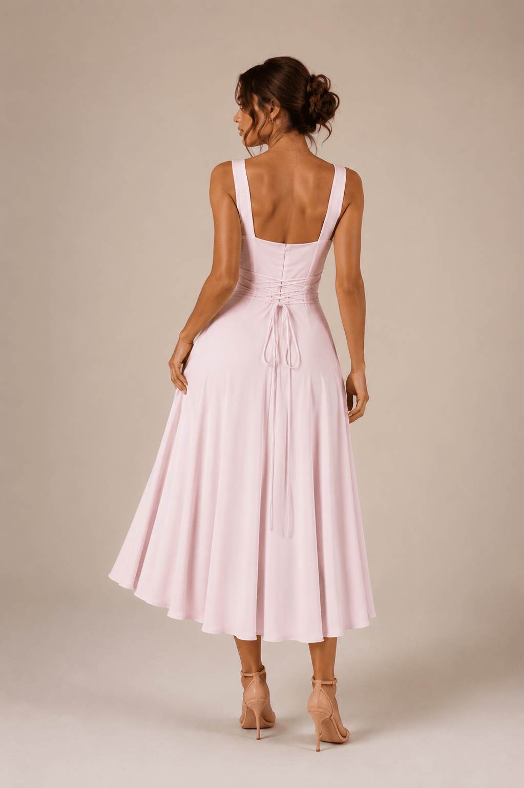 Fiorella Back Tie Midi Dress with Pockets