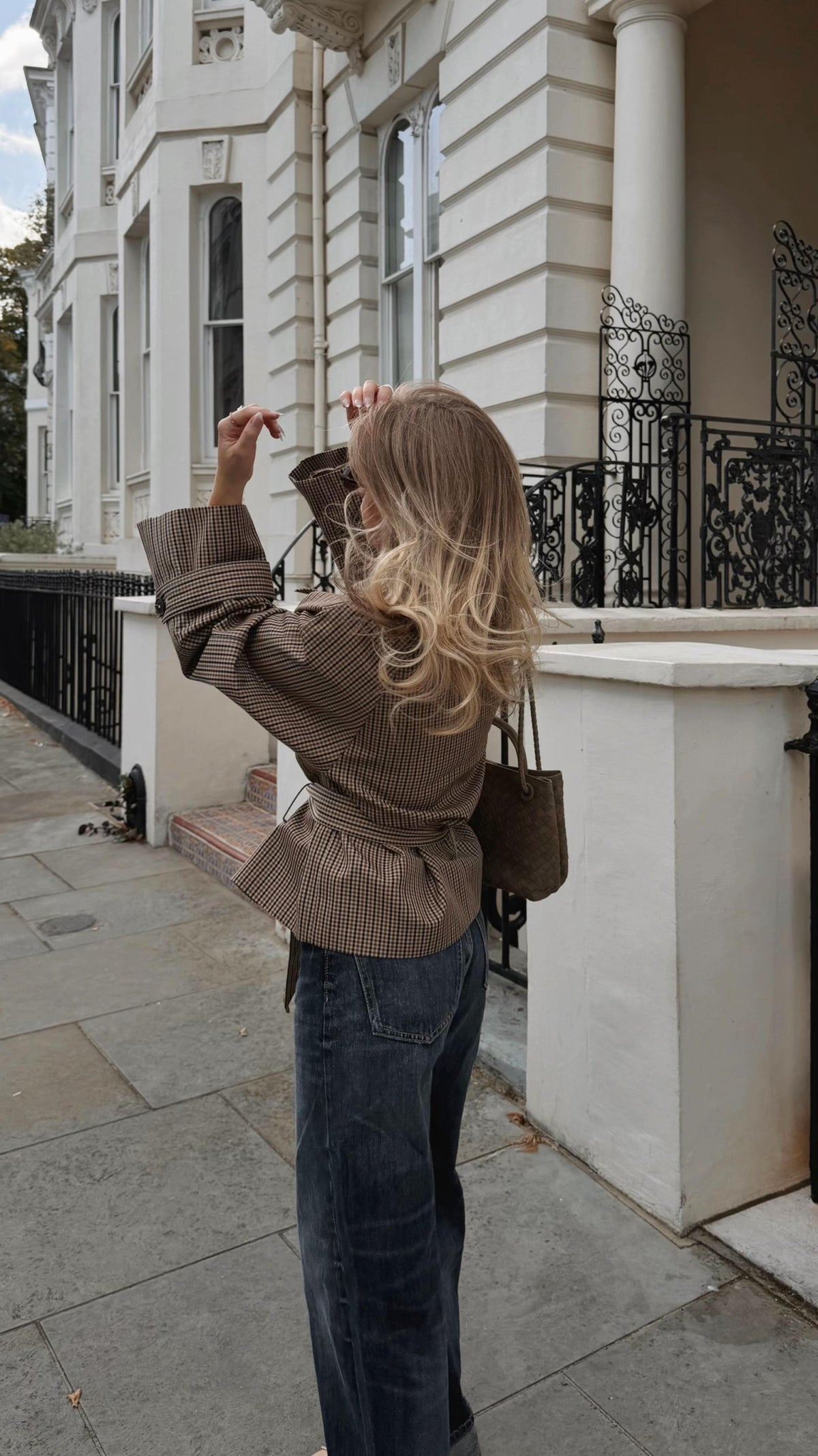 Jasmin Plaid Funnel Collar Trench Coat