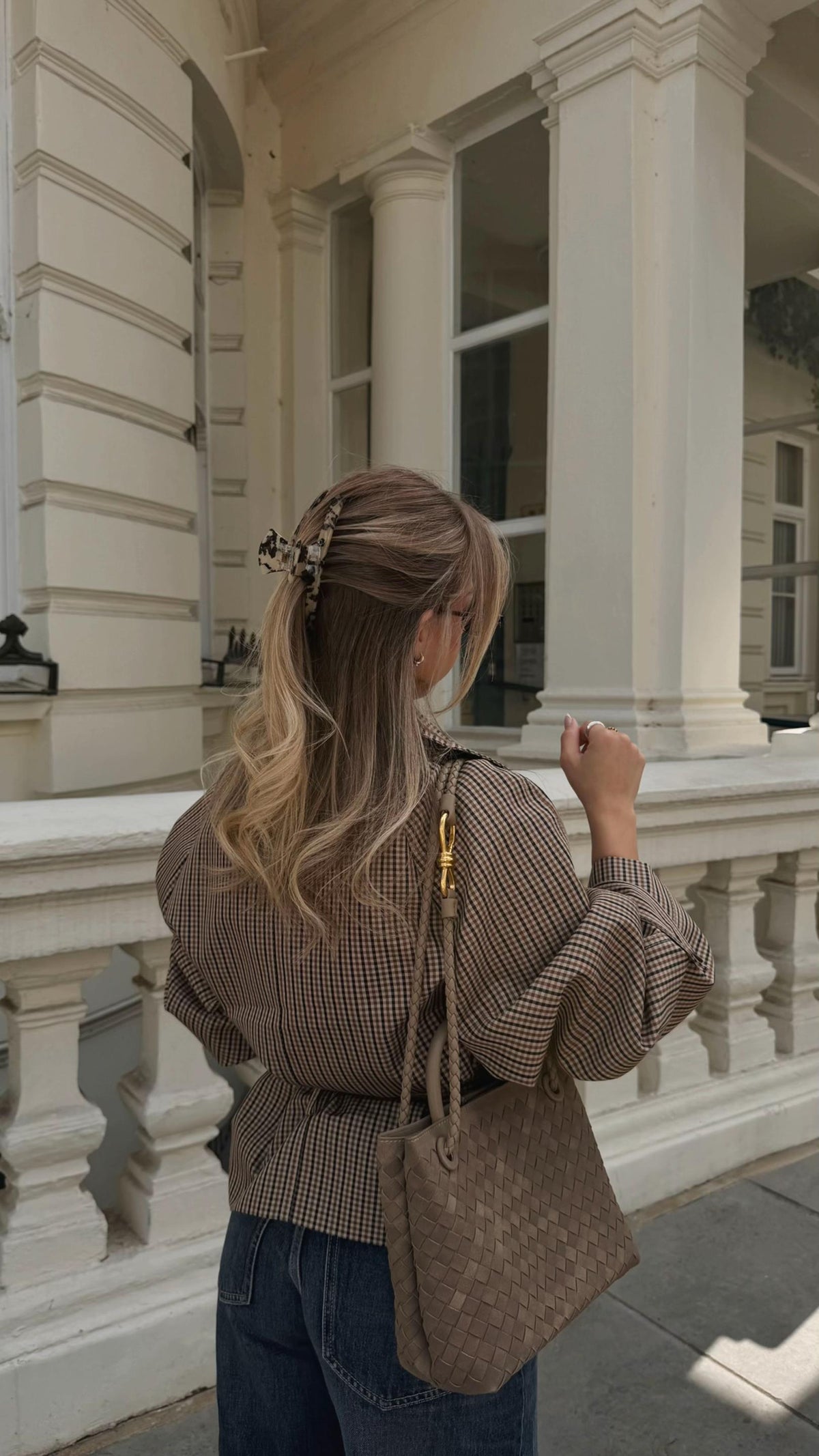 Jasmin Plaid Funnel Collar Trench Coat
