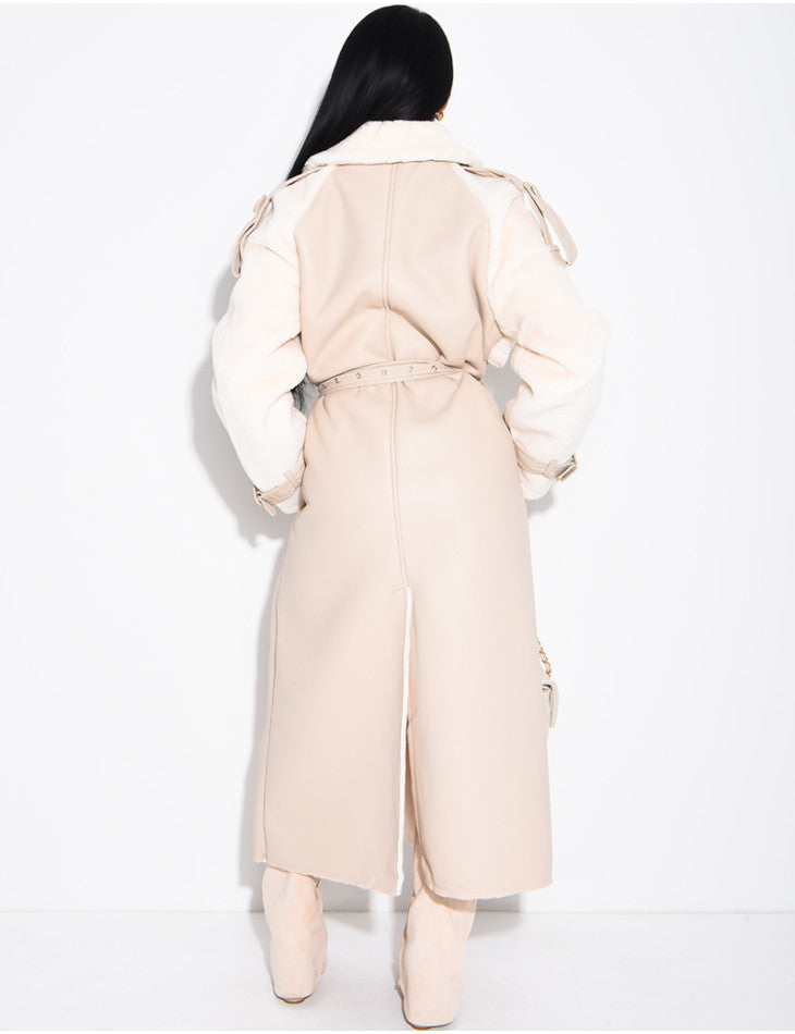 Anna | Long faux leather coat
