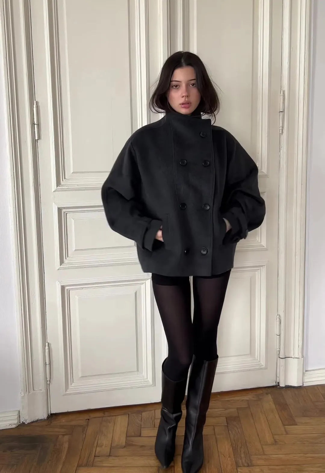 BLACK WOOL COAT