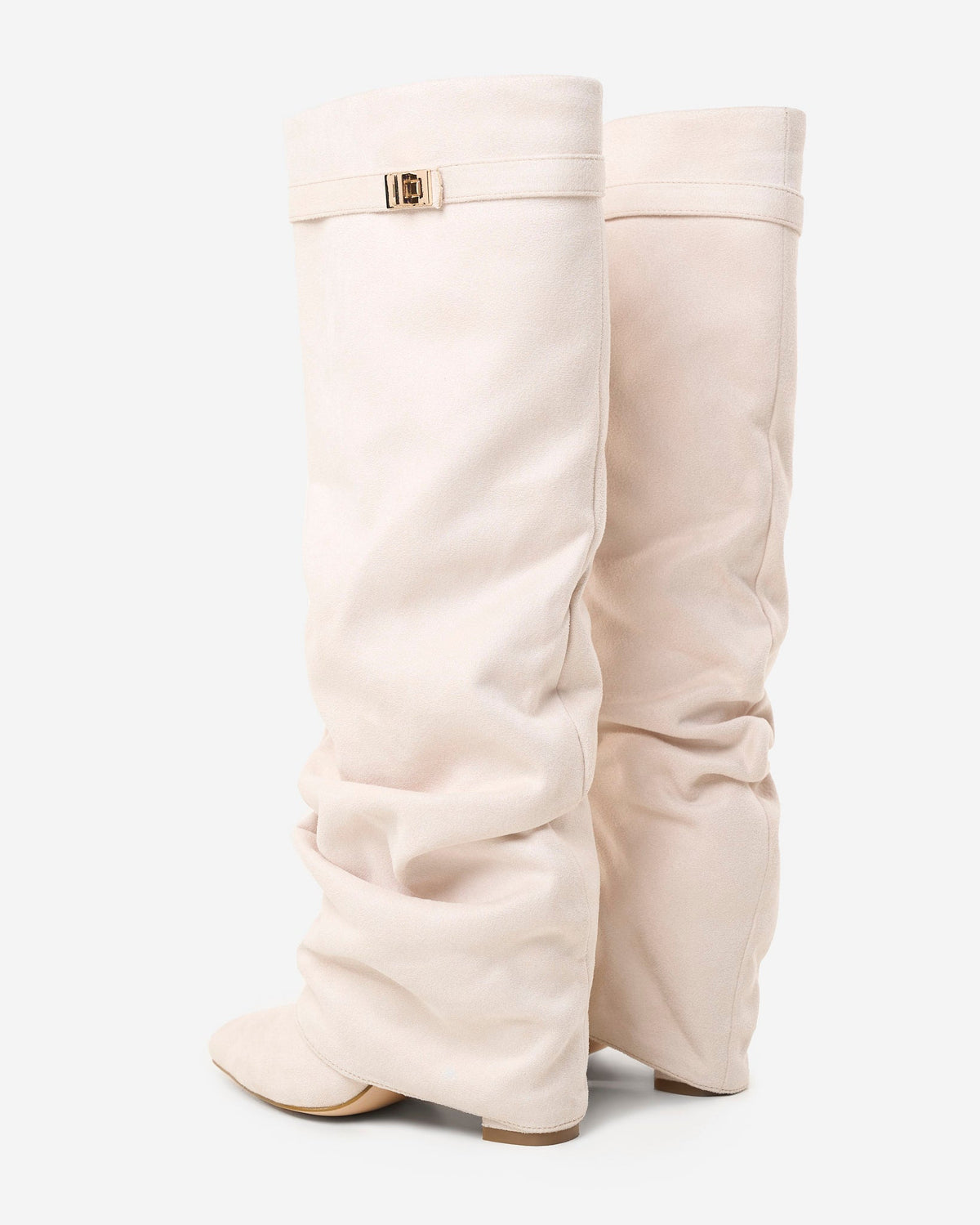 Mirelle Slouchy Suede knee high boots - Creamy
