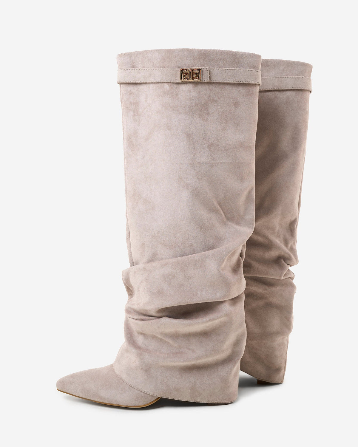 Mirelle Slouchy Suede knee high boots - Taupe
