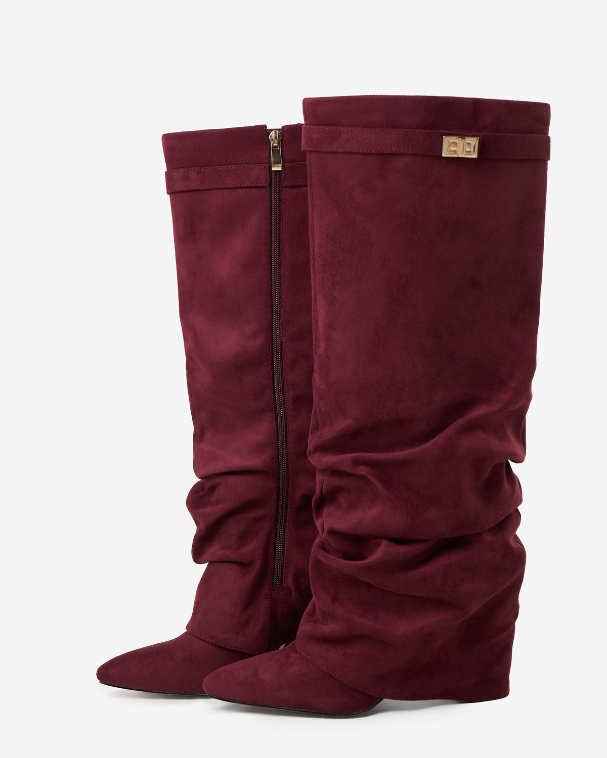 Mirelle Slouchy Suede knee high boots - Burgundy