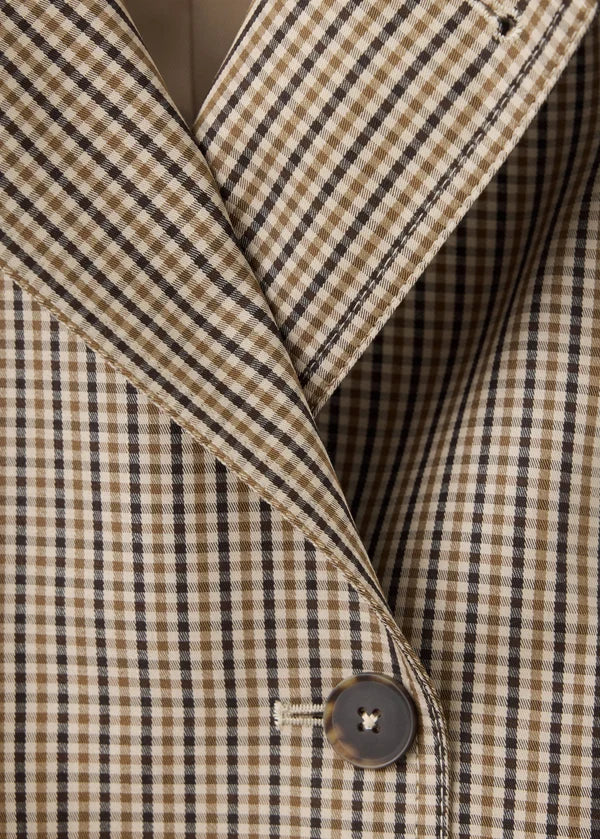 Jasmin Plaid Funnel Collar Trench Coat