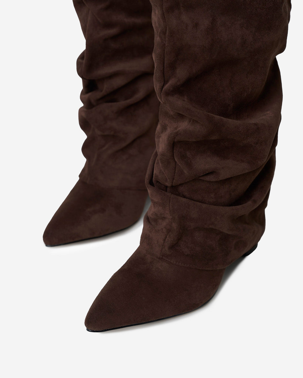Mirelle Slouchy Suede knee high boots - Dark Brown
