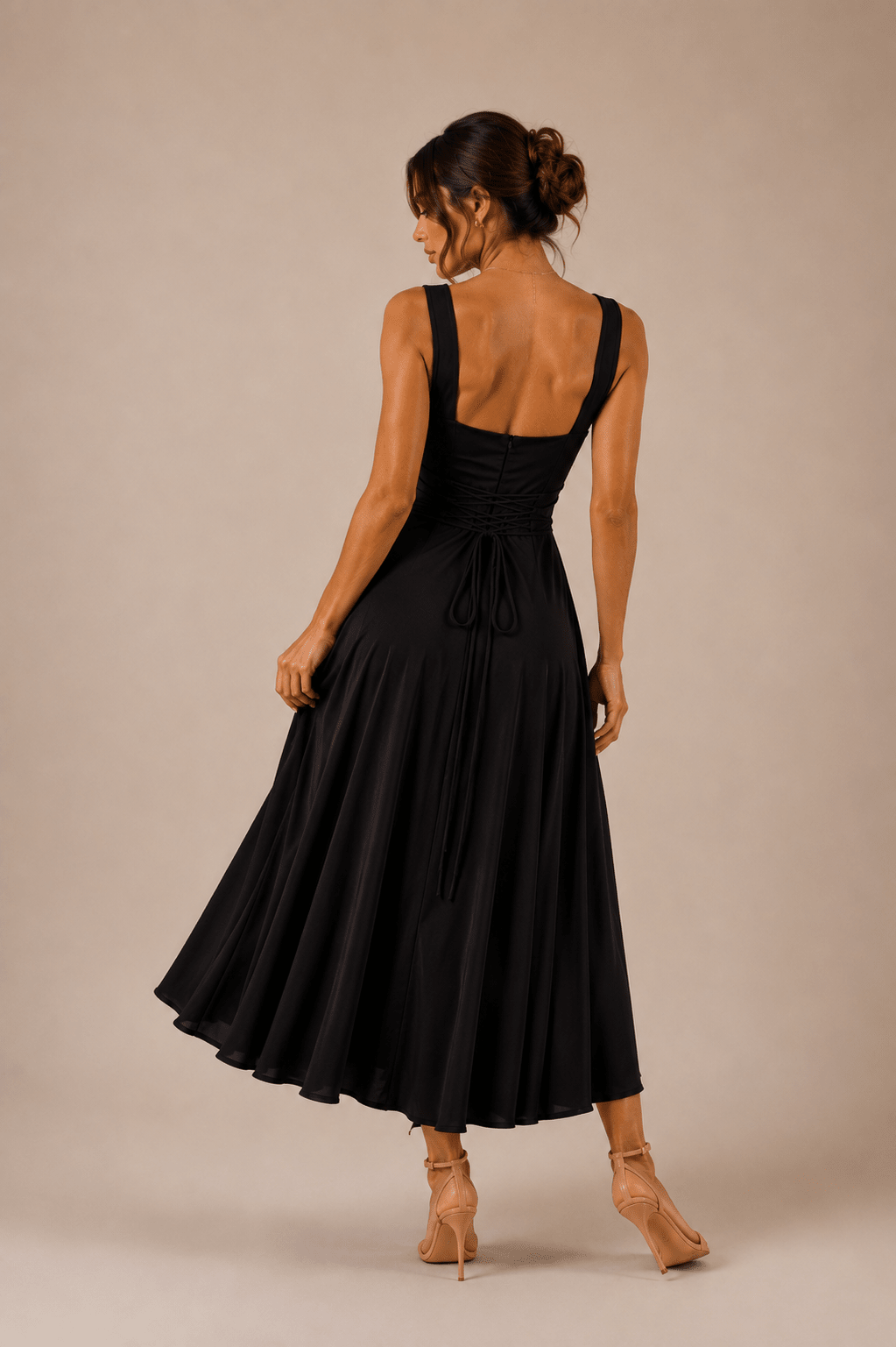 Fiorella Back Tie Midi Dress with Pockets